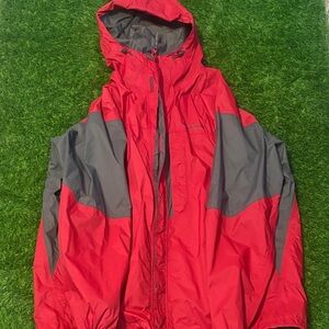 Columbia Omni Tech Red and Gray Hooded Rain Jacket XXL